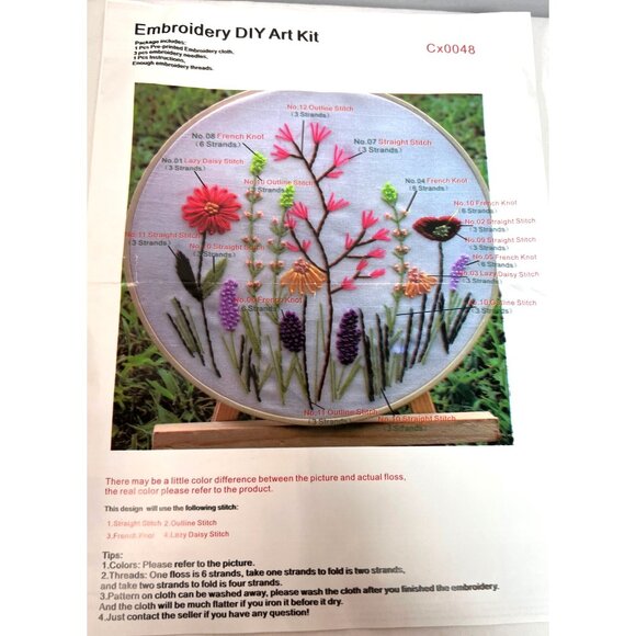 Embroidery DIY Art Kit With Pre-Printed Cloth & Threads - Picture 2 of 6